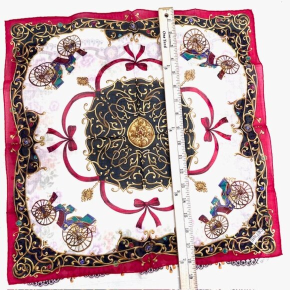 (2) Unused MiniScarfs19" : Celine Paris Red carriage horse +Blooming Floral (40) - Picture 12 of 12